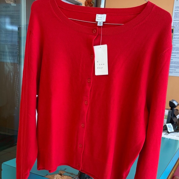 A New Day Women's Vibrant Red Cardigan - Picture 2 of 2